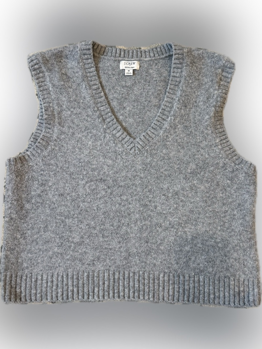 J. Crew Light Grey Cropped Sweater Vest Size Medium SOFT